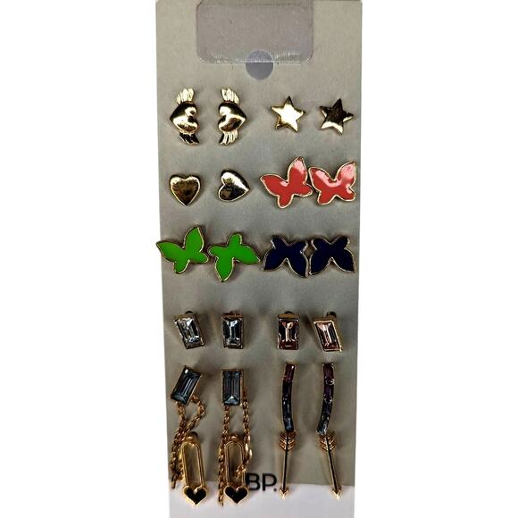 Butterfly Heart Earrings Stars Dangle Set of 12 - Picture 1 of 6